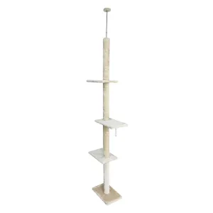 4Paws Cat Tree Scratching Post House Furniture Bed | Luxury Plush Play | 230cm | Beige