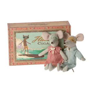 Maileg Mum & Dad Mice in Cigarbox Soft Toy