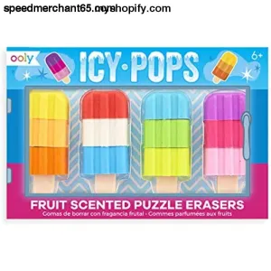OOLY, ICY Pops Fruit-Scented Puzzle Erasers, School Supplies for Kids - Set of 4